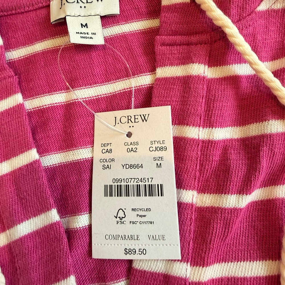 J. Crew Pink and White Striped Hoodie - Picture 2 of 4